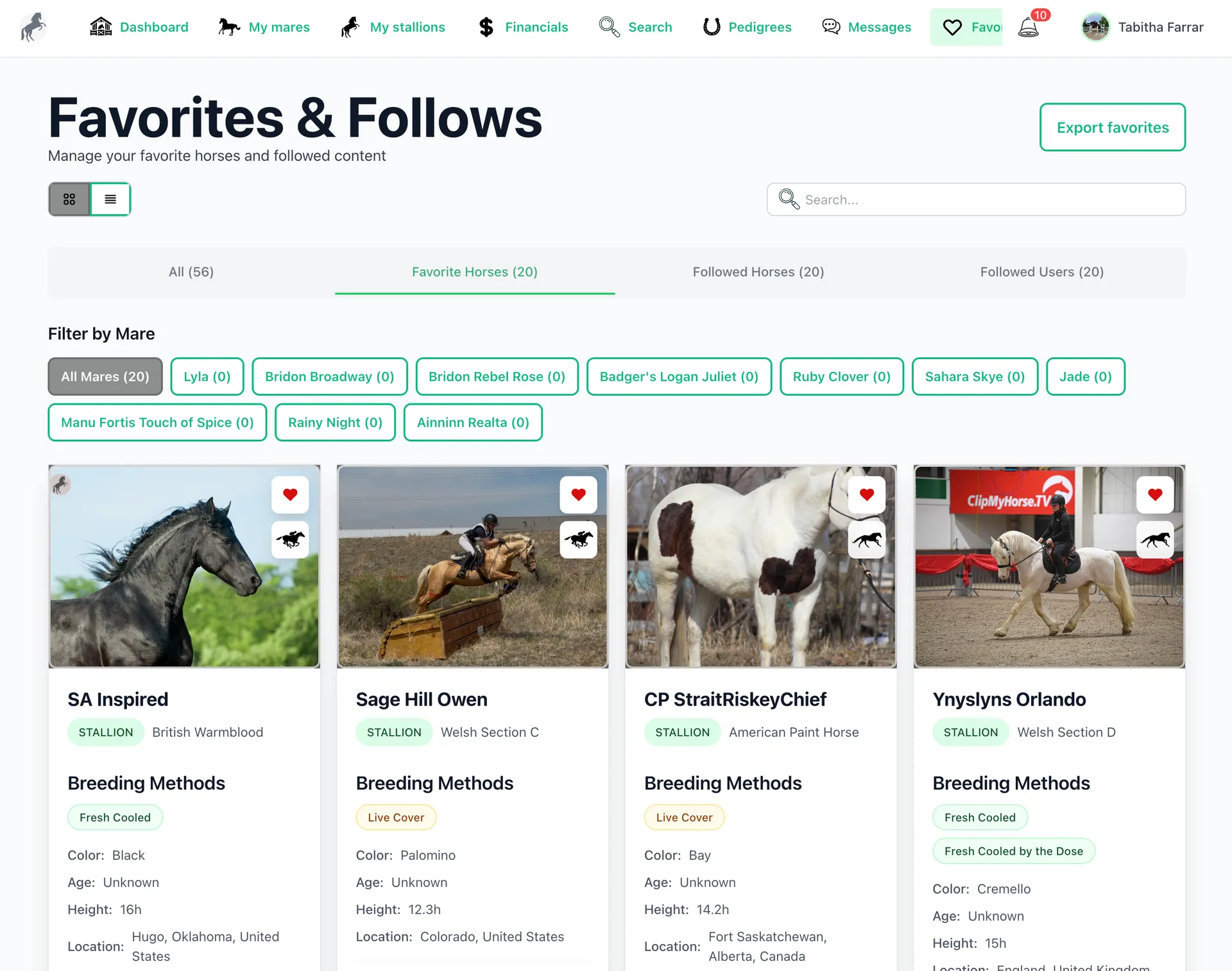 Following horses and breeders