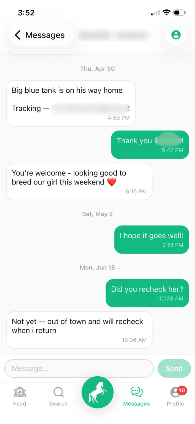 In-app messaging screen